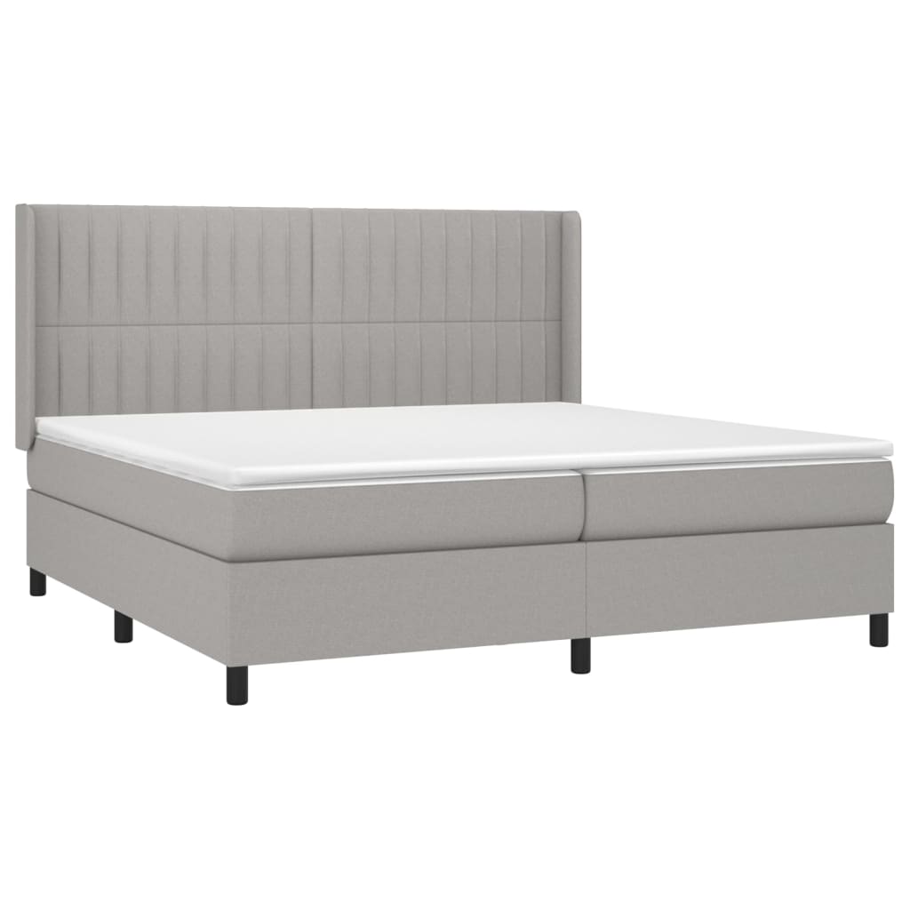 vidaXL Κρεβάτι Boxspring με Στρώμα Ανοιχτό Γκρι 200x200 εκ. Υφασμάτινο