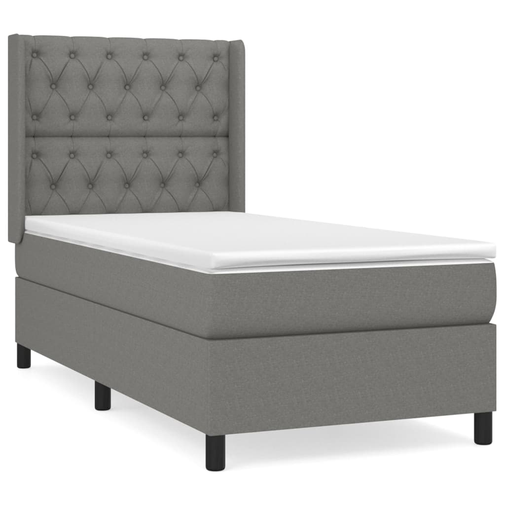 vidaXL Κρεβάτι Boxspring με Στρώμα Σκούρο Γκρι 80x200 εκ. Υφασμάτινο
