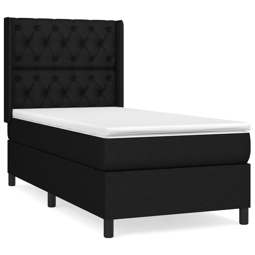 vidaXL Κρεβάτι Boxspring με Στρώμα Μαύρο 80 x 200 εκ. Υφασμάτινο