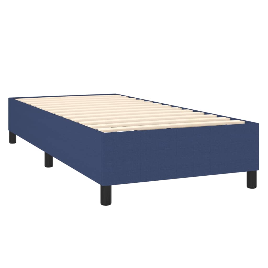 vidaXL Κρεβάτι Boxspring με Στρώμα Μπλε 90x190 εκ.Υφασμάτινο