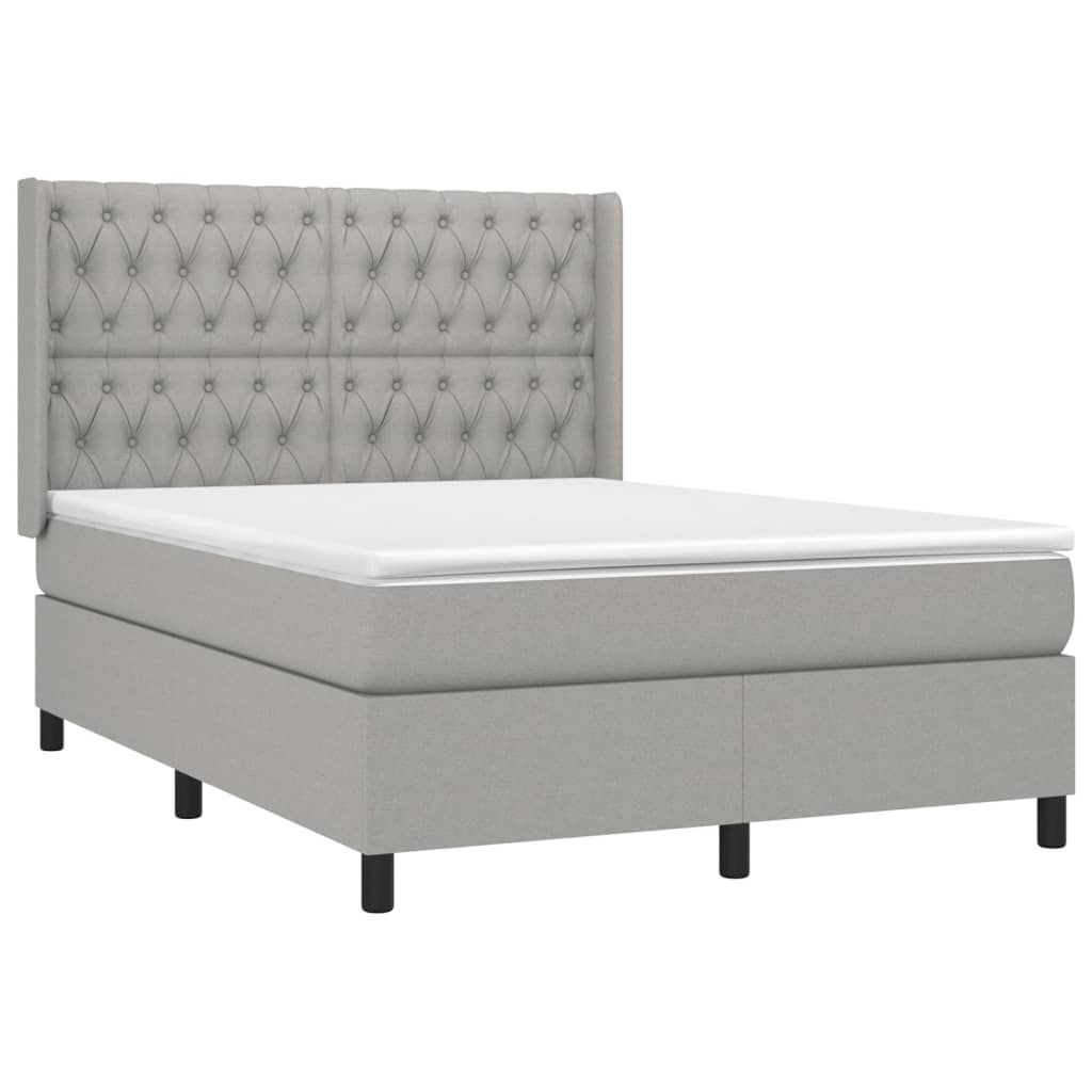 vidaXL Κρεβάτι Boxspring με Στρώμα Ανοιχτό Γκρι 140x200 εκ. Υφασμάτινο