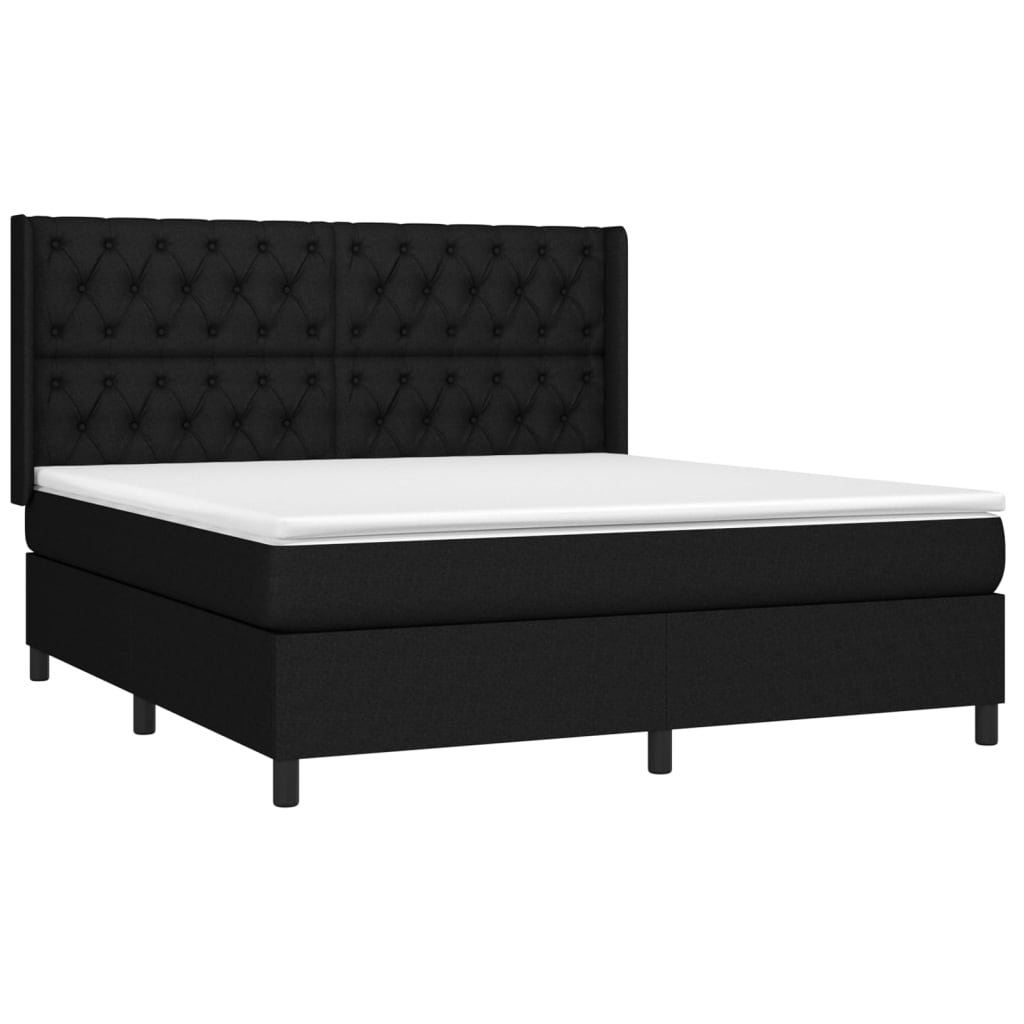 vidaXL Κρεβάτι Boxspring με Στρώμα Μαύρο 160x200 εκ. Υφασμάτινο