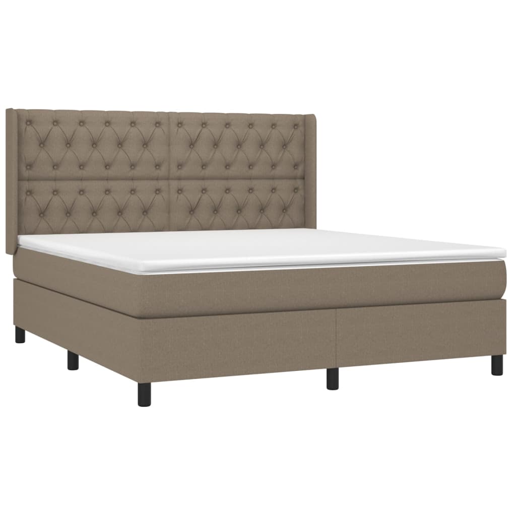 vidaXL Κρεβάτι Boxspring με Στρώμα Taupe 160x200 εκ. Υφασμάτινο