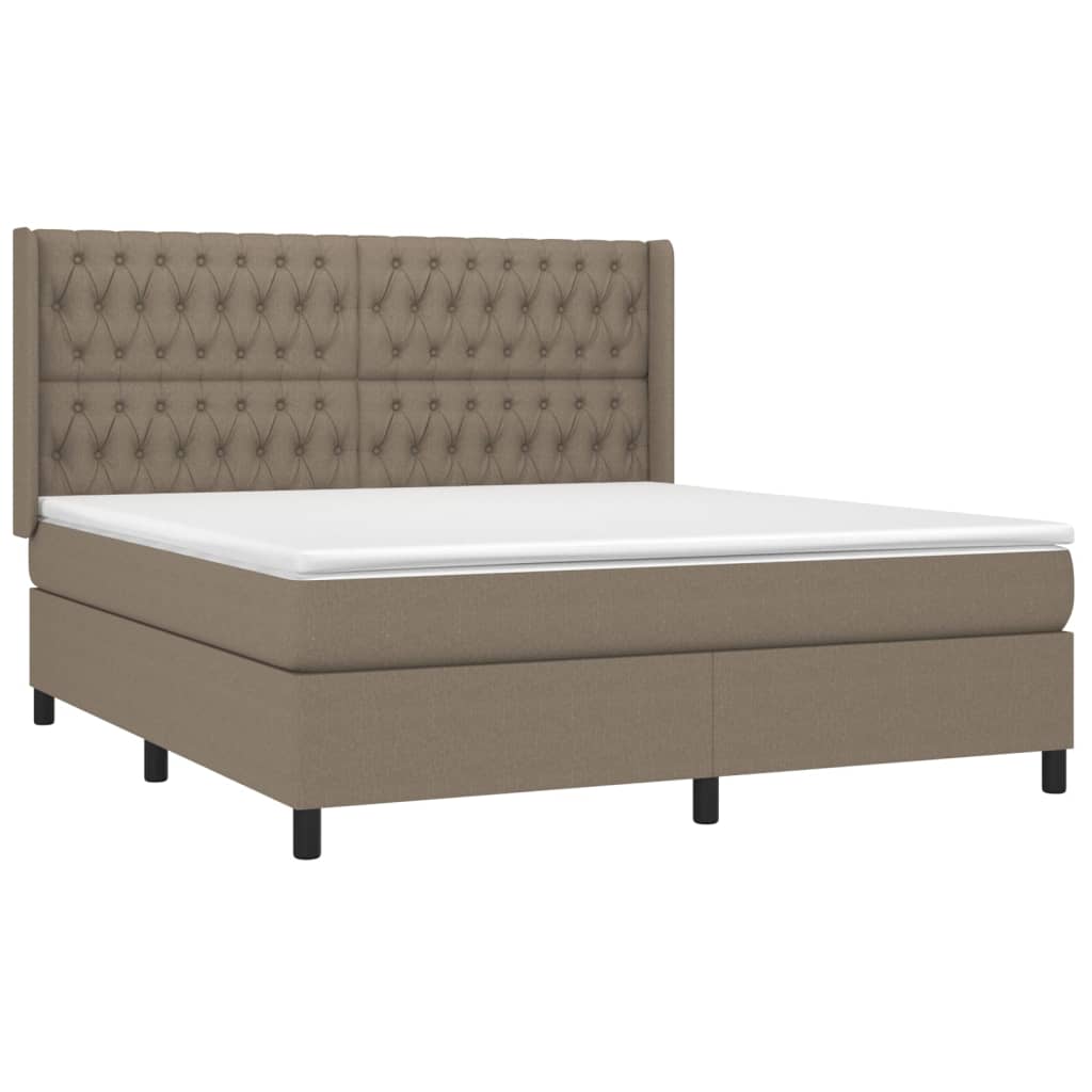 vidaXL Κρεβάτι Boxspring με Στρώμα Taupe 180x200 εκ. Υφασμάτινο