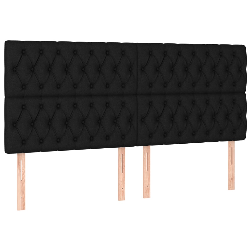 vidaXL Κρεβάτι Boxspring με Στρώμα Μαύρο 200x200 εκ. Υφασμάτινο