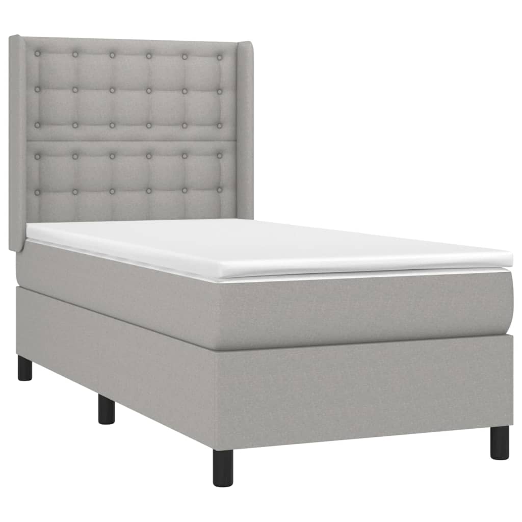 vidaXL Κρεβάτι Boxspring με Στρώμα Ανοιχτό Γκρι 80x200 εκ. Υφασμάτινο
