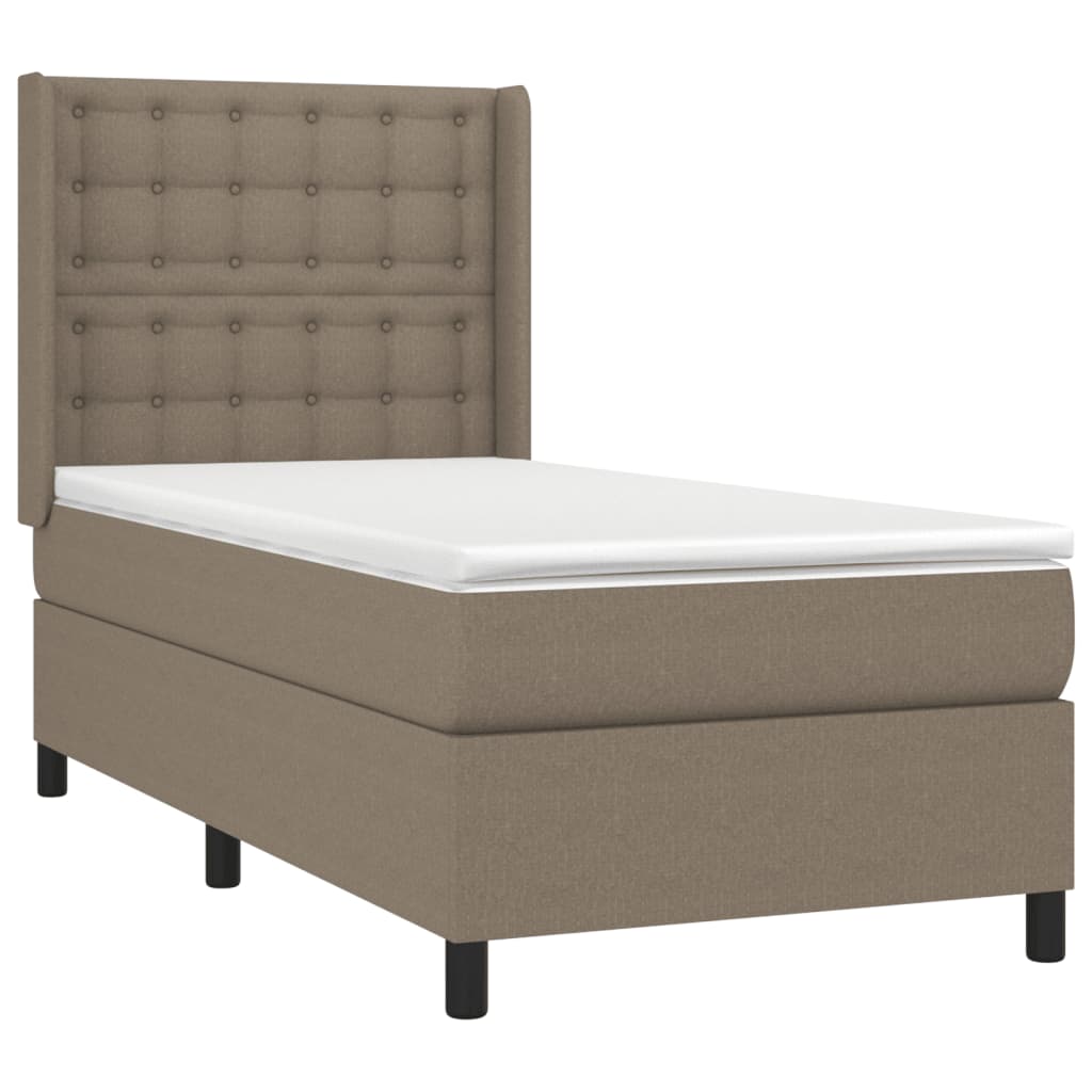 vidaXL Κρεβάτι Boxspring με Στρώμα Taupe 90x200 εκ. Υφασμάτινο