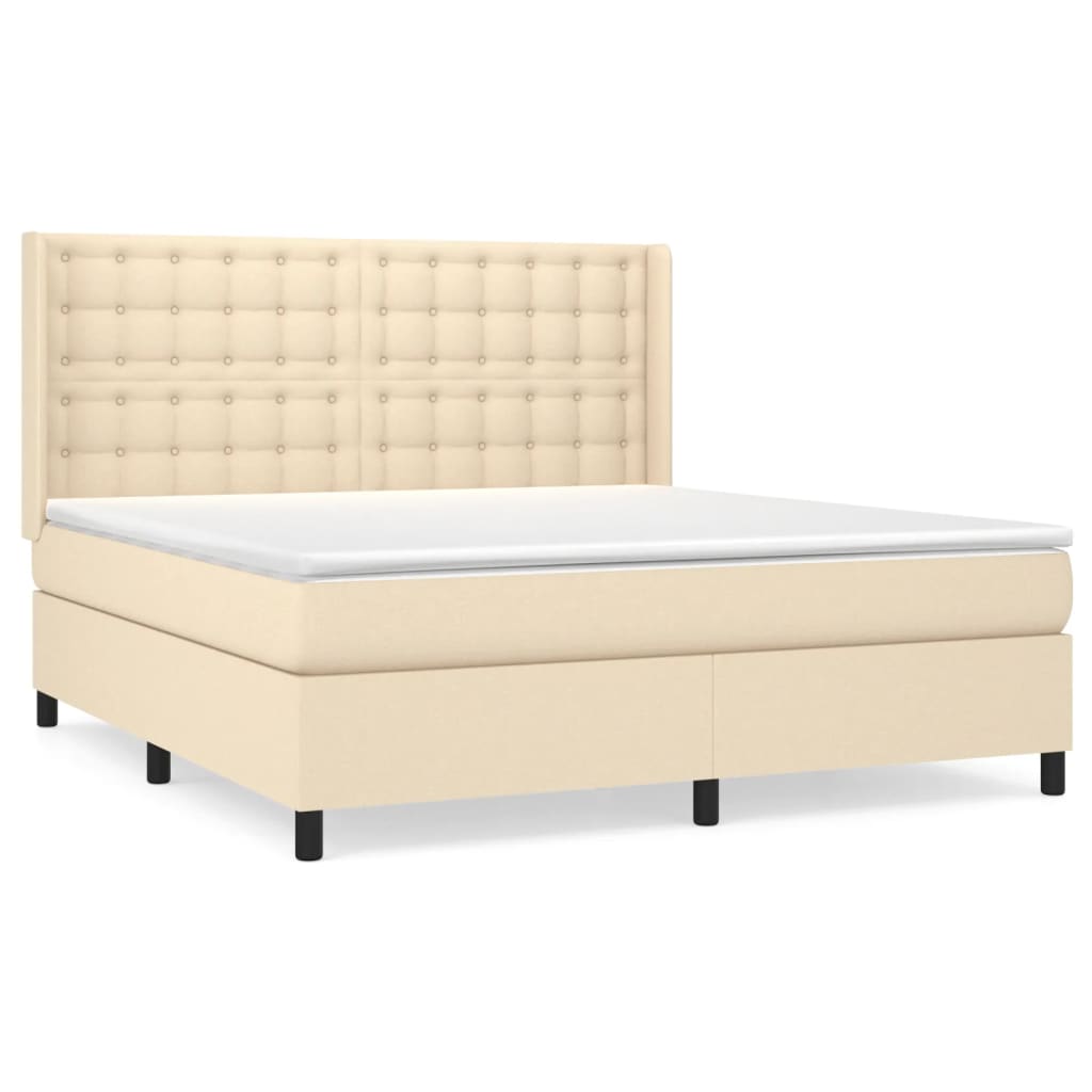 vidaXL Κρεβάτι Boxspring με Στρώμα Κρεμ 160x200 εκ. Υφασμάτινο