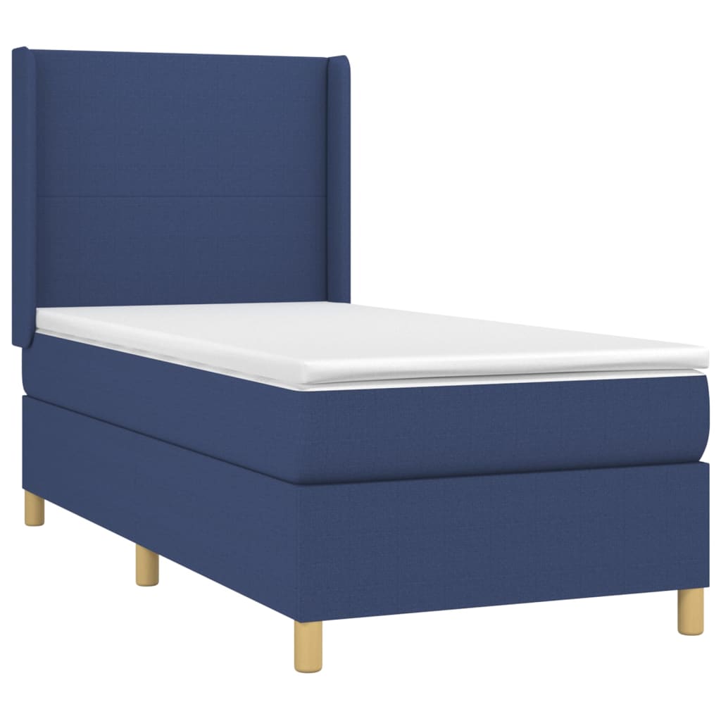 vidaXL Κρεβάτι Boxspring με Στρώμα Μπλε 100 x 200 εκ. Υφασμάτινο