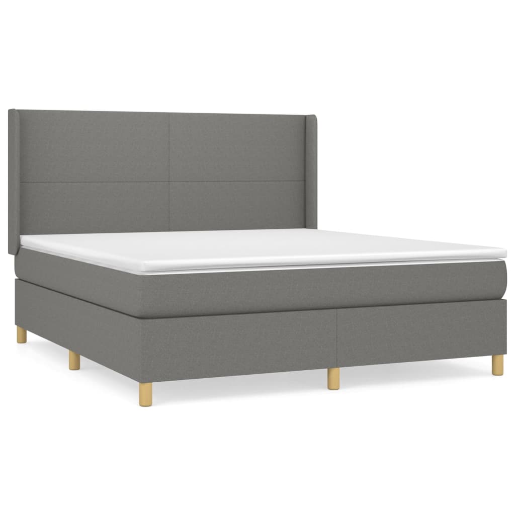 vidaXL Κρεβάτι Boxspring με Στρώμα Σκούρο Γκρι 160x200 εκ Υφασμάτινο