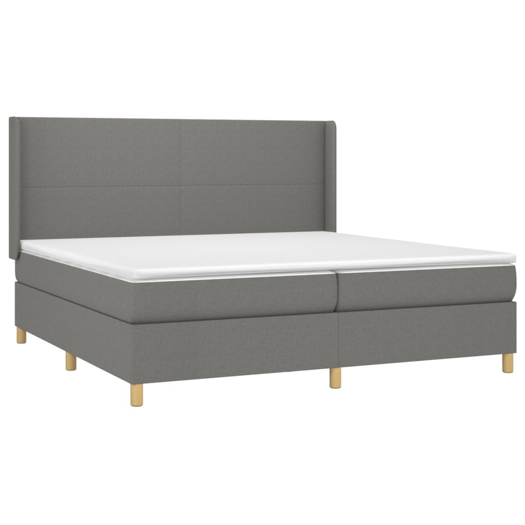 vidaXL Κρεβάτι Boxspring με Στρώμα Σκούρο Γκρι 200x200 εκ. Υφασμάτινο