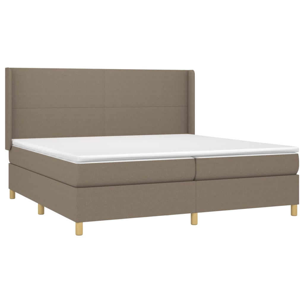 vidaXL Κρεβάτι Boxspring με Στρώμα Taupe 200x200 εκ. Υφασμάτινο
