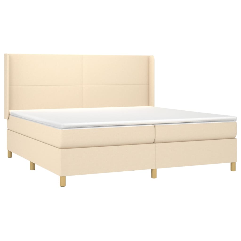 vidaXL Κρεβάτι Boxspring με Στρώμα Κρεμ 200x200 εκ. Υφασμάτινο