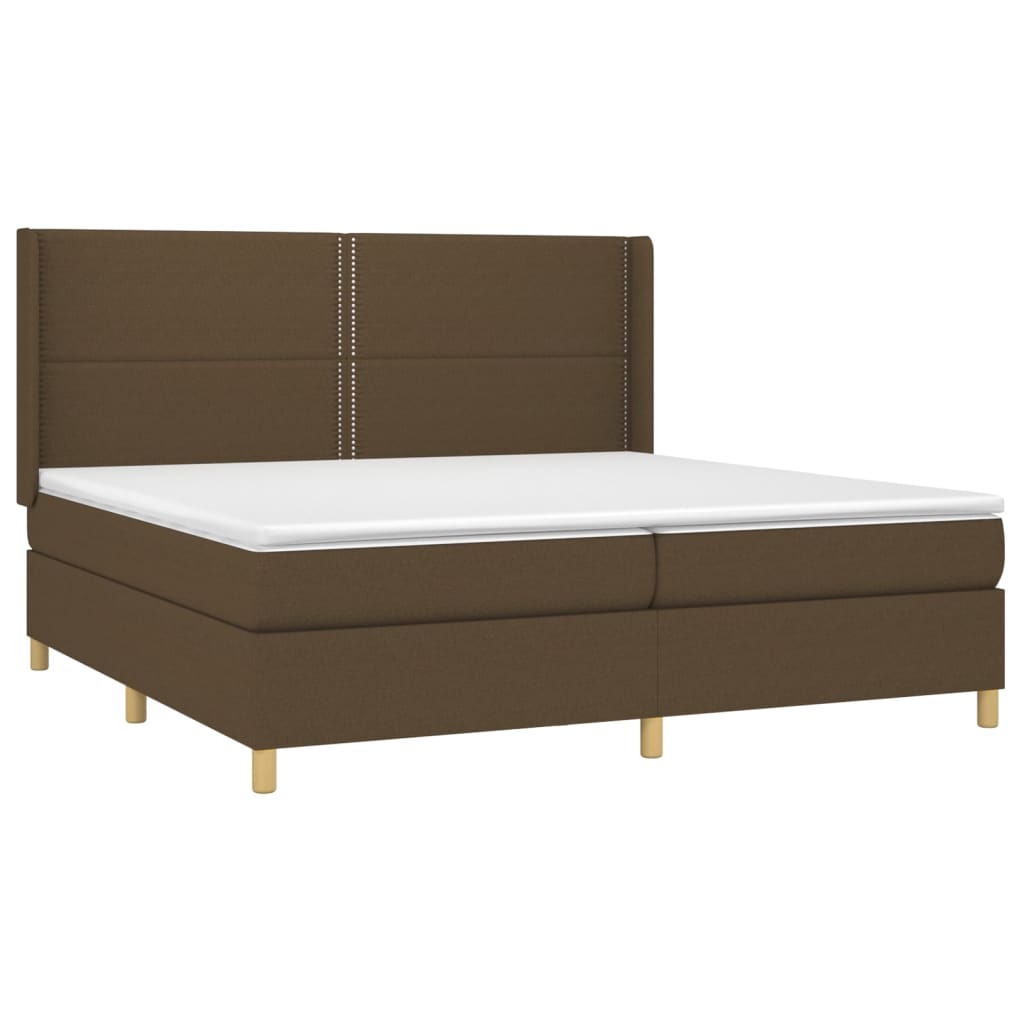 vidaXL Κρεβάτι Boxspring με Στρώμα Σκούρο Καφέ 200x200 εκ. Υφασμάτινο