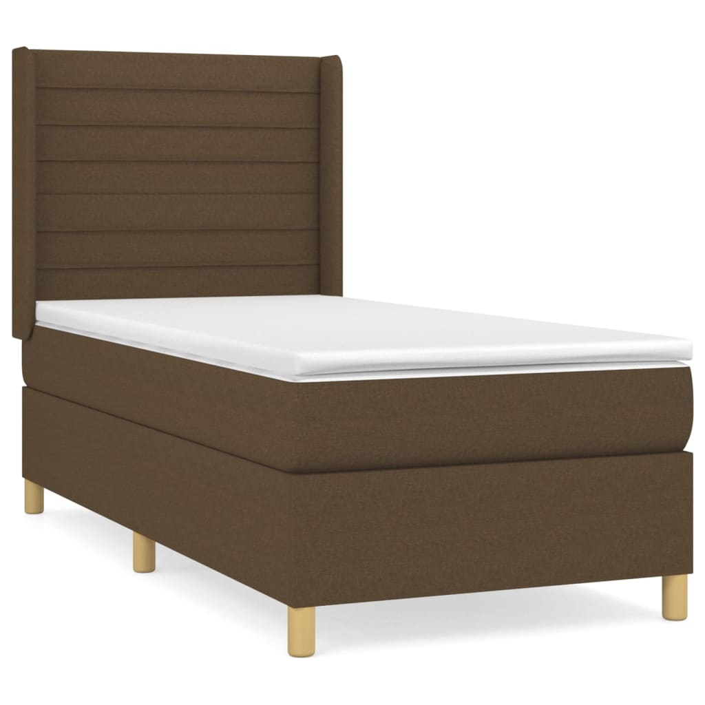 vidaXL Κρεβάτι Boxspring με Στρώμα Σκούρο Καφέ 80x200 εκ. Υφασμάτινο