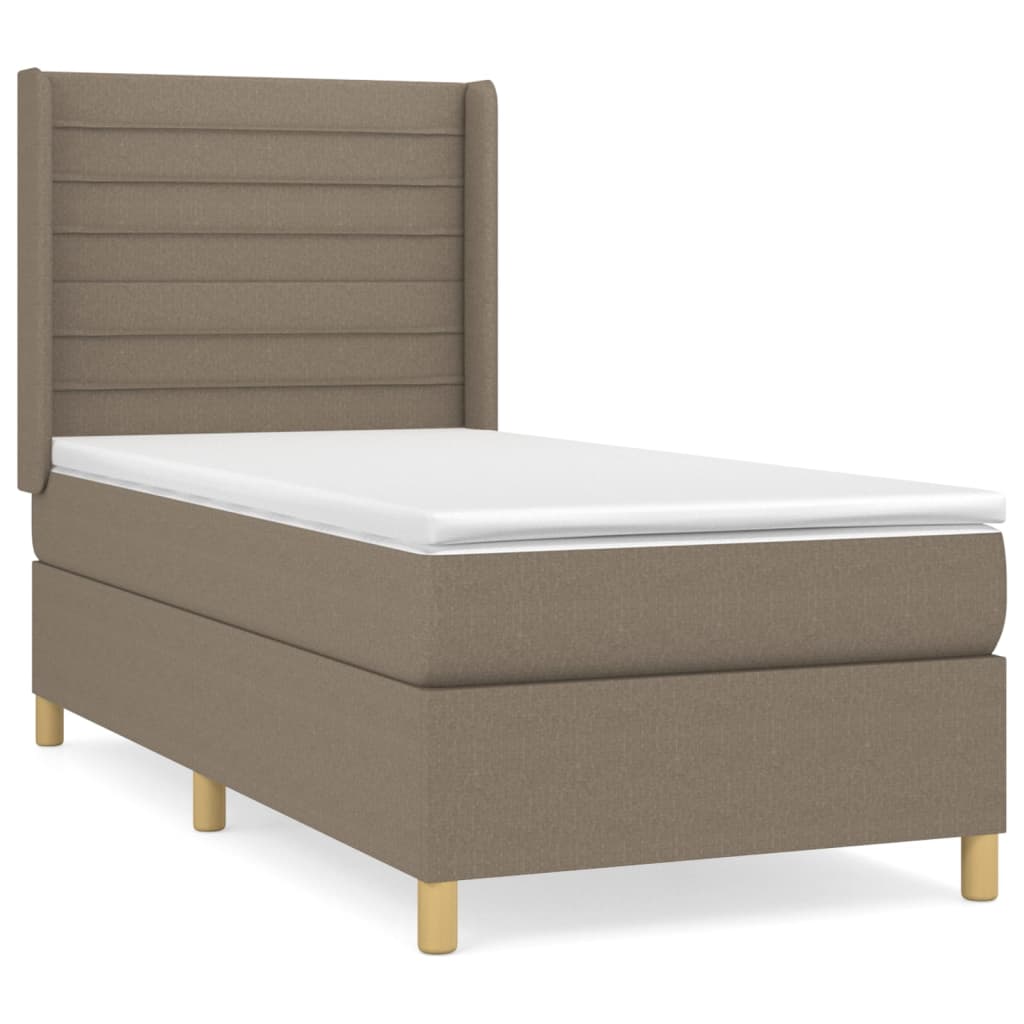 vidaXL Κρεβάτι Boxspring με Στρώμα Taupe 100 x 200 εκ. Υφασμάτινο