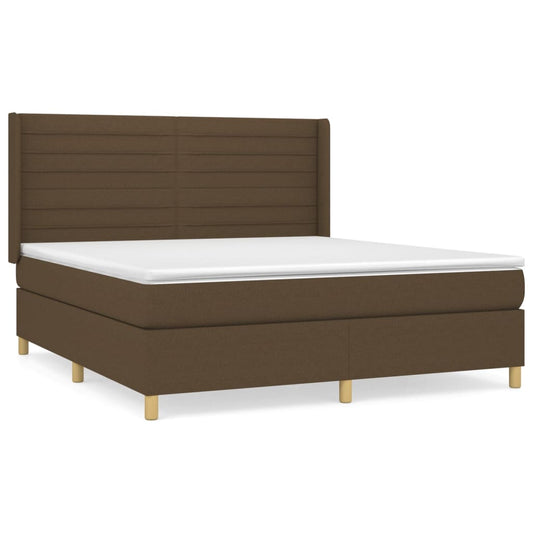 vidaXL Κρεβάτι Boxspring με Στρώμα Σκούρο Καφέ 180x200 εκ Υφασμάτινο