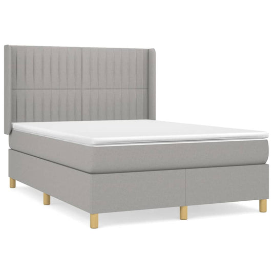 vidaXL Κρεβάτι Boxspring με Στρώμα Ανοιχτό Γκρι 140x200 εκ. Υφασμάτινο
