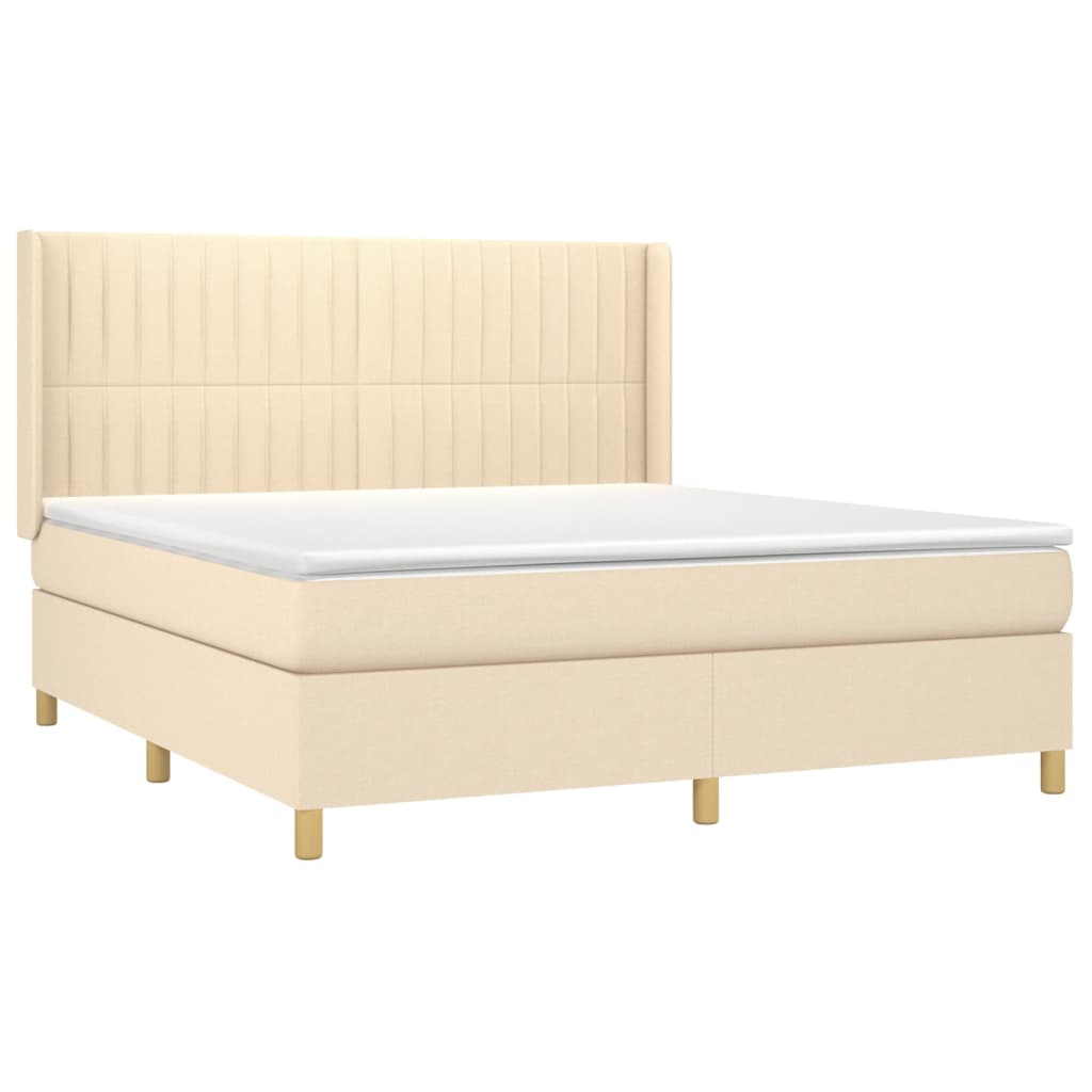 vidaXL Κρεβάτι Boxspring με Στρώμα Κρεμ 160x200 εκ. Υφασμάτινο