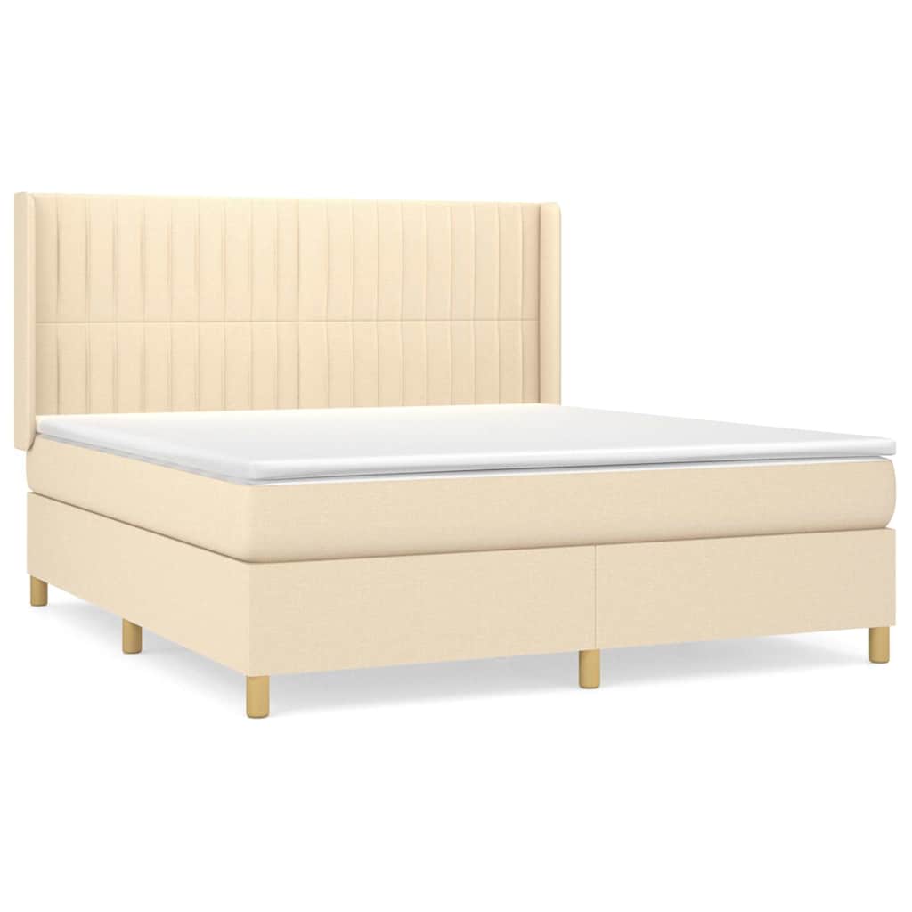 vidaXL Κρεβάτι Boxspring με Στρώμα Κρεμ 180x200 εκ. Υφασμάτινο