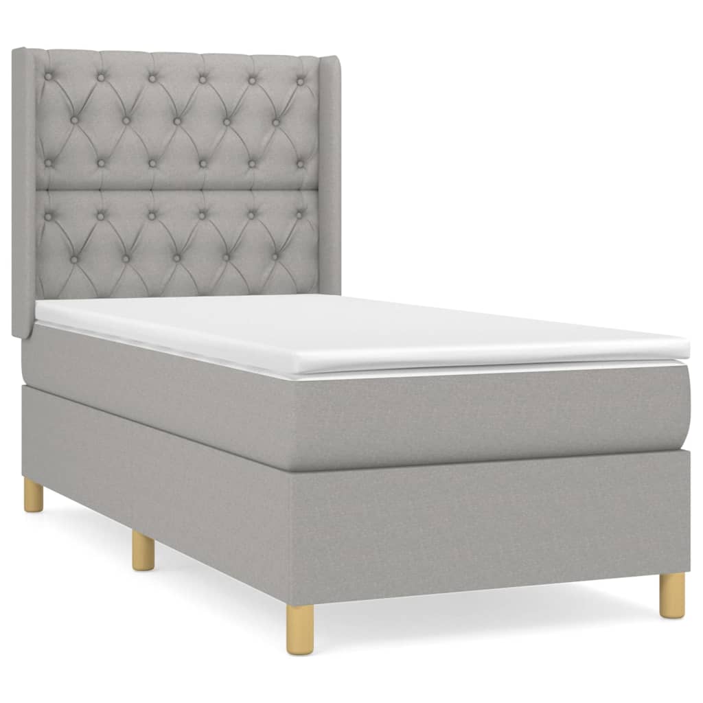 vidaXL Κρεβάτι Boxspring με Στρώμα Ανοιχτό Γκρι 80x200 εκ. Υφασμάτινο