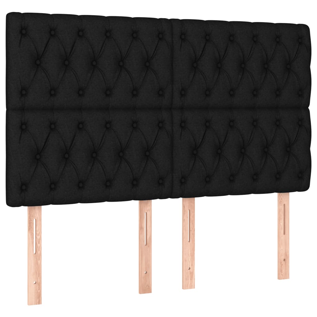 vidaXL Κρεβάτι Boxspring με Στρώμα Μαύρο 140x200 εκ. Υφασμάτινο