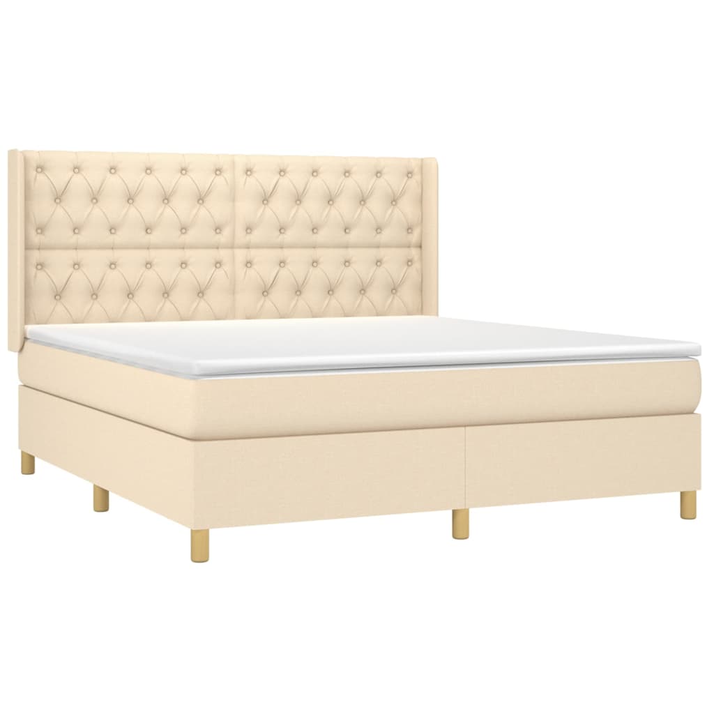 vidaXL Κρεβάτι Boxspring με Στρώμα Κρεμ 160x200 εκ. Υφασμάτινο