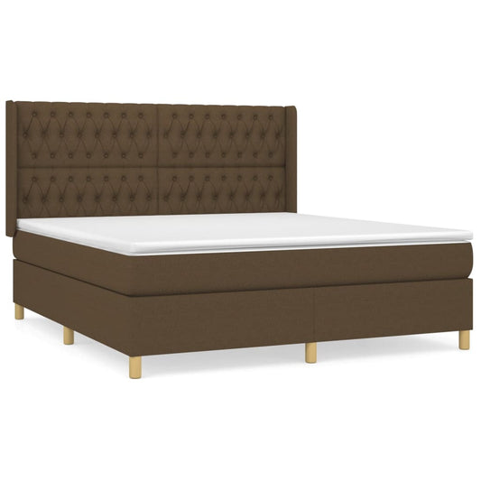 vidaXL Κρεβάτι Boxspring με Στρώμα Σκούρο Καφέ 180x200 εκ Υφασμάτινο