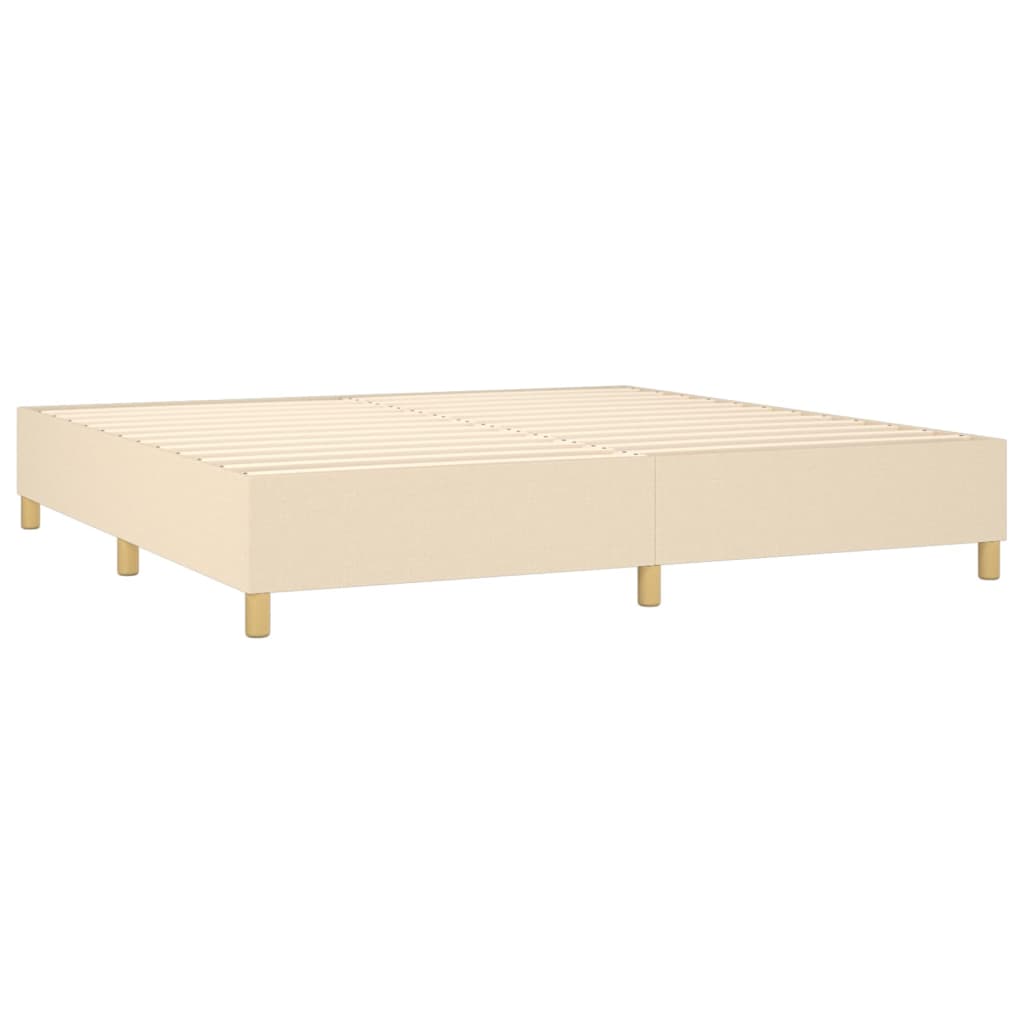 vidaXL Κρεβάτι Boxspring με Στρώμα Κρεμ 200x200 εκ. Υφασμάτινο