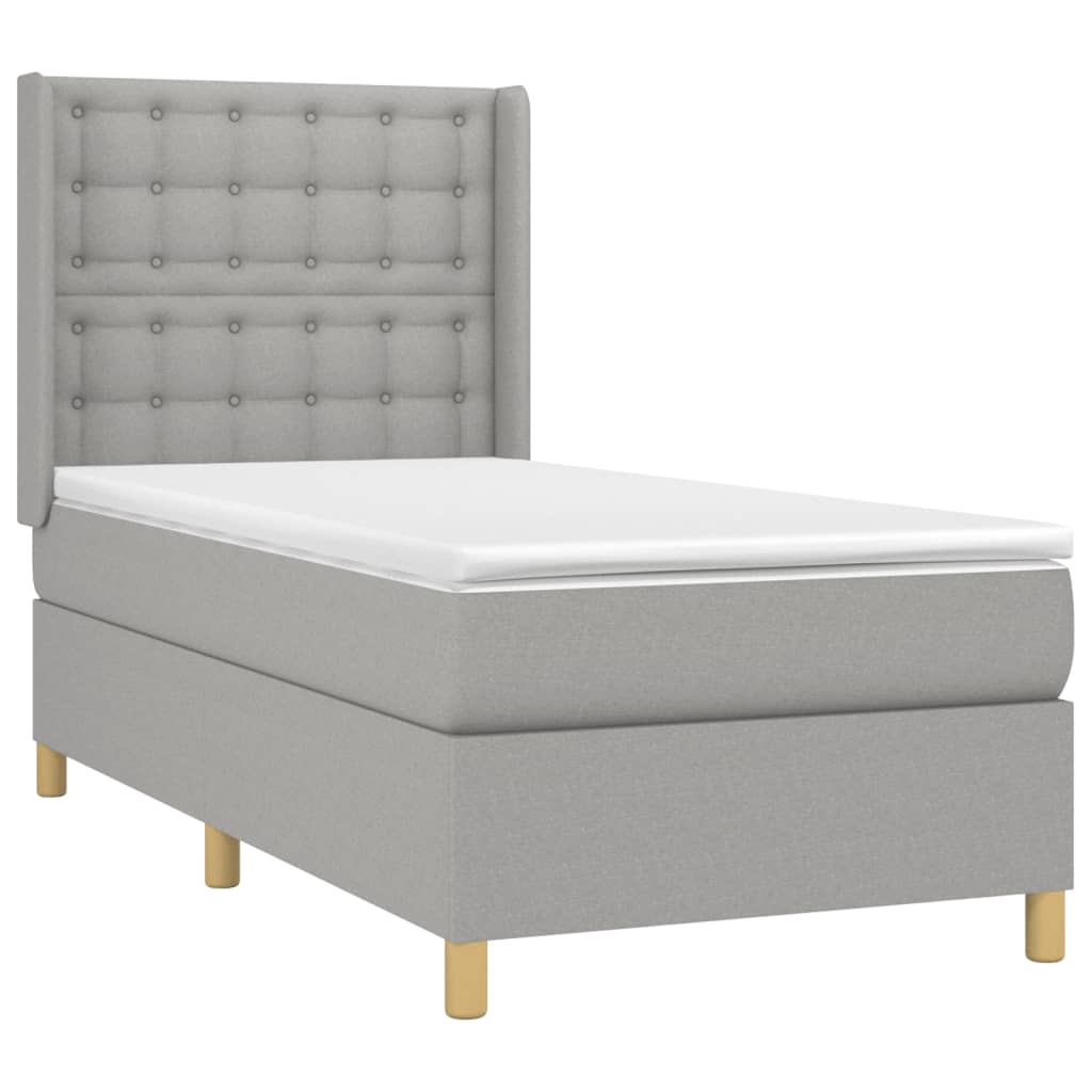 vidaXL Κρεβάτι Boxspring με Στρώμα Ανοιχτό Γκρι 80x200 εκ. Υφασμάτινο