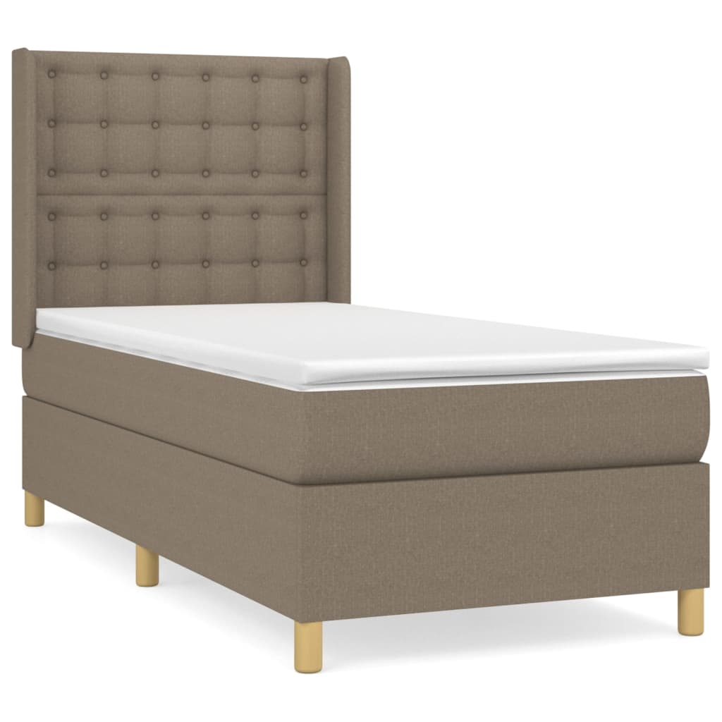 vidaXL Κρεβάτι Boxspring με Στρώμα Taupe 90x200 εκ. Υφασμάτινο