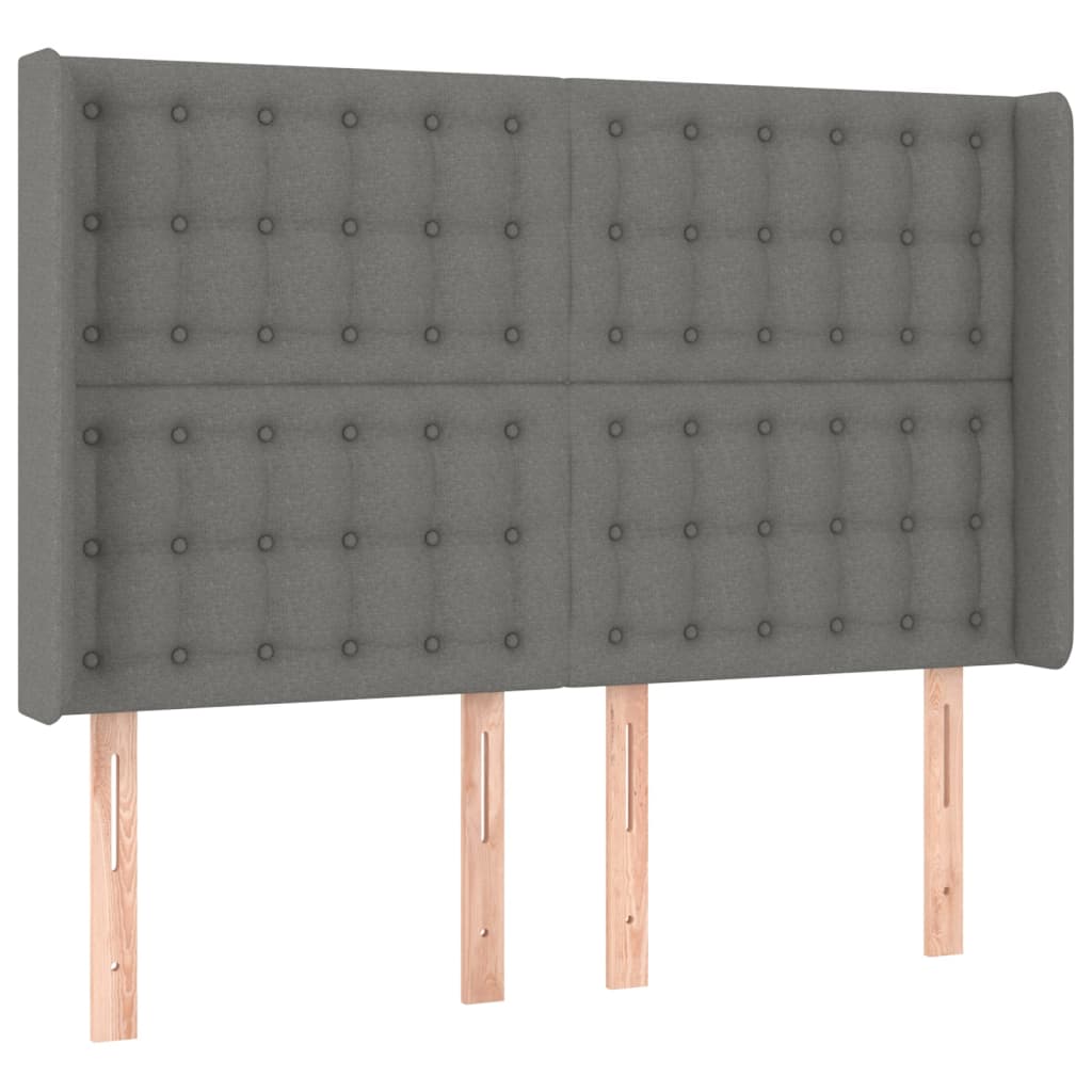 vidaXL Κρεβάτι Boxspring με Στρώμα Σκούρο Γκρι 140x190 εκ. Υφασμάτινο
