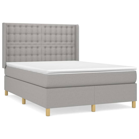 vidaXL Κρεβάτι Boxspring με Στρώμα Ανοιχτό Γκρι 140x200 εκ. Υφασμάτινο