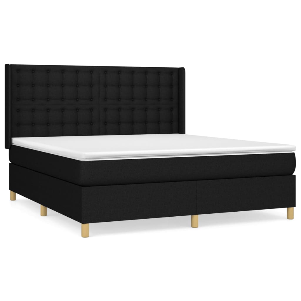 vidaXL Κρεβάτι Boxspring με Στρώμα Μαύρο 160x200 εκ. Υφασμάτινο