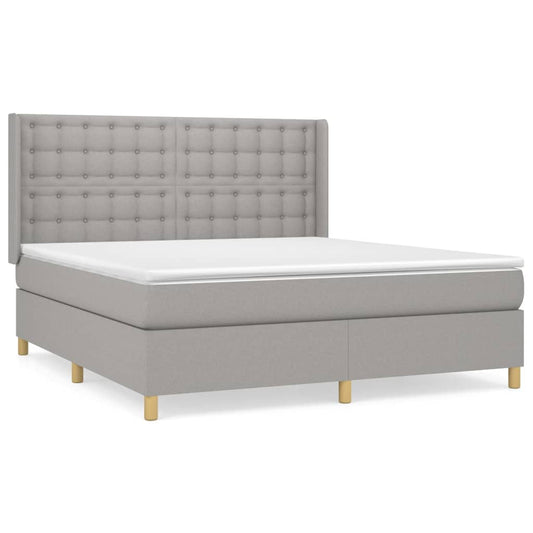 vidaXL Κρεβάτι Boxspring με Στρώμα Ανοιχτό Γκρι 180x200 εκ. Υφασμάτινο