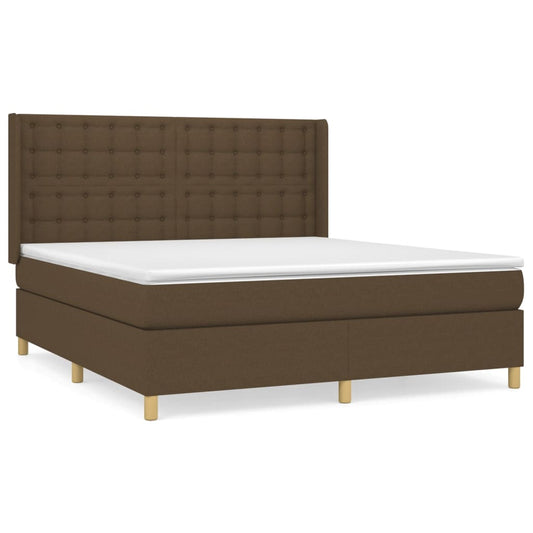 vidaXL Κρεβάτι Boxspring με Στρώμα Σκούρο Καφέ 180x200 εκ Υφασμάτινο