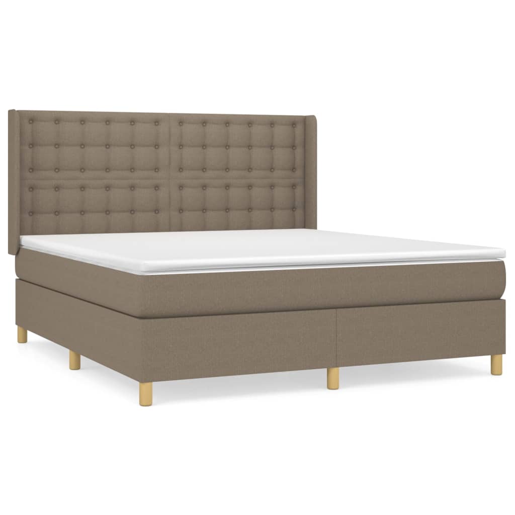 vidaXL Κρεβάτι Boxspring με Στρώμα Taupe 180x200 εκ. Υφασμάτινο