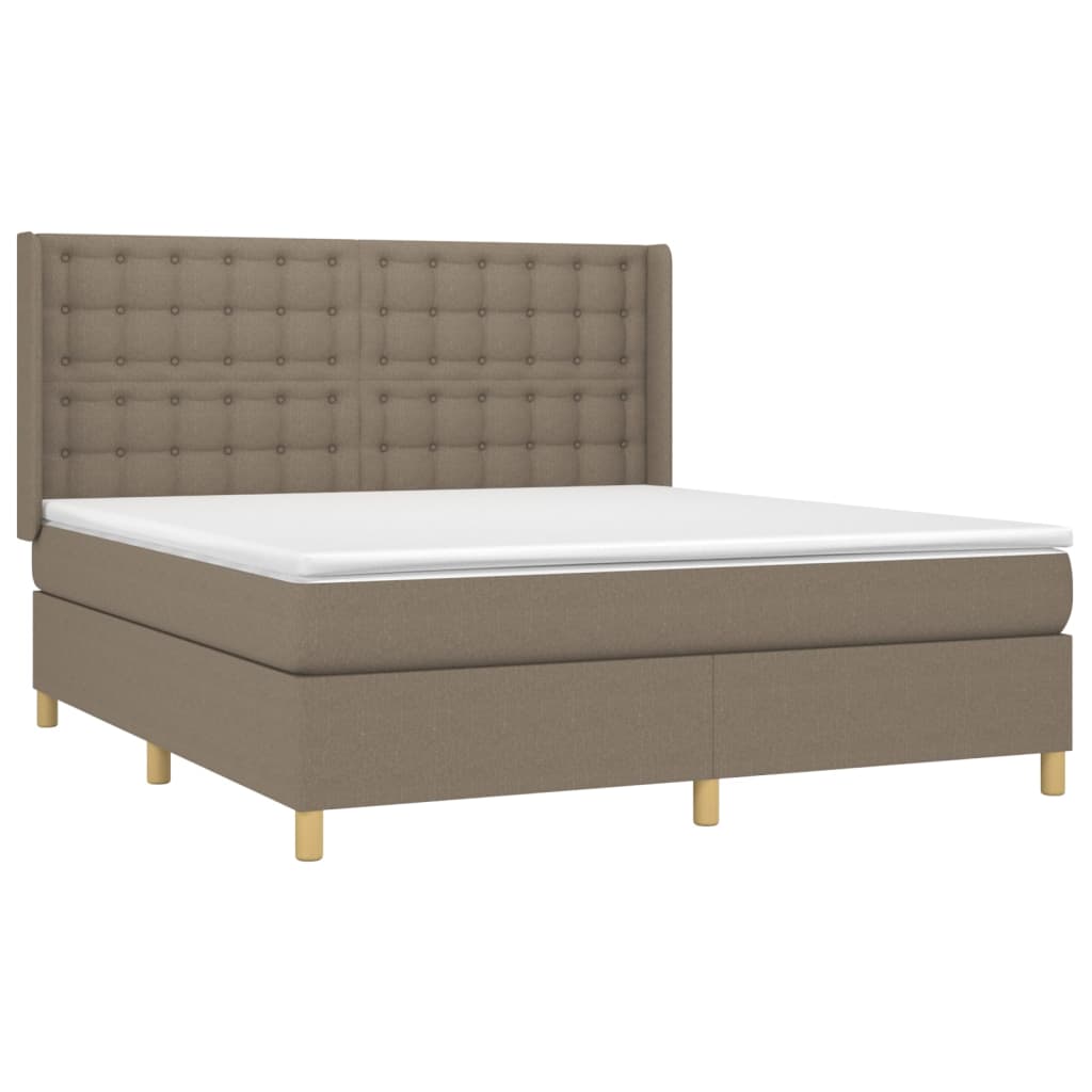 vidaXL Κρεβάτι Boxspring με Στρώμα Taupe 180x200 εκ. Υφασμάτινο