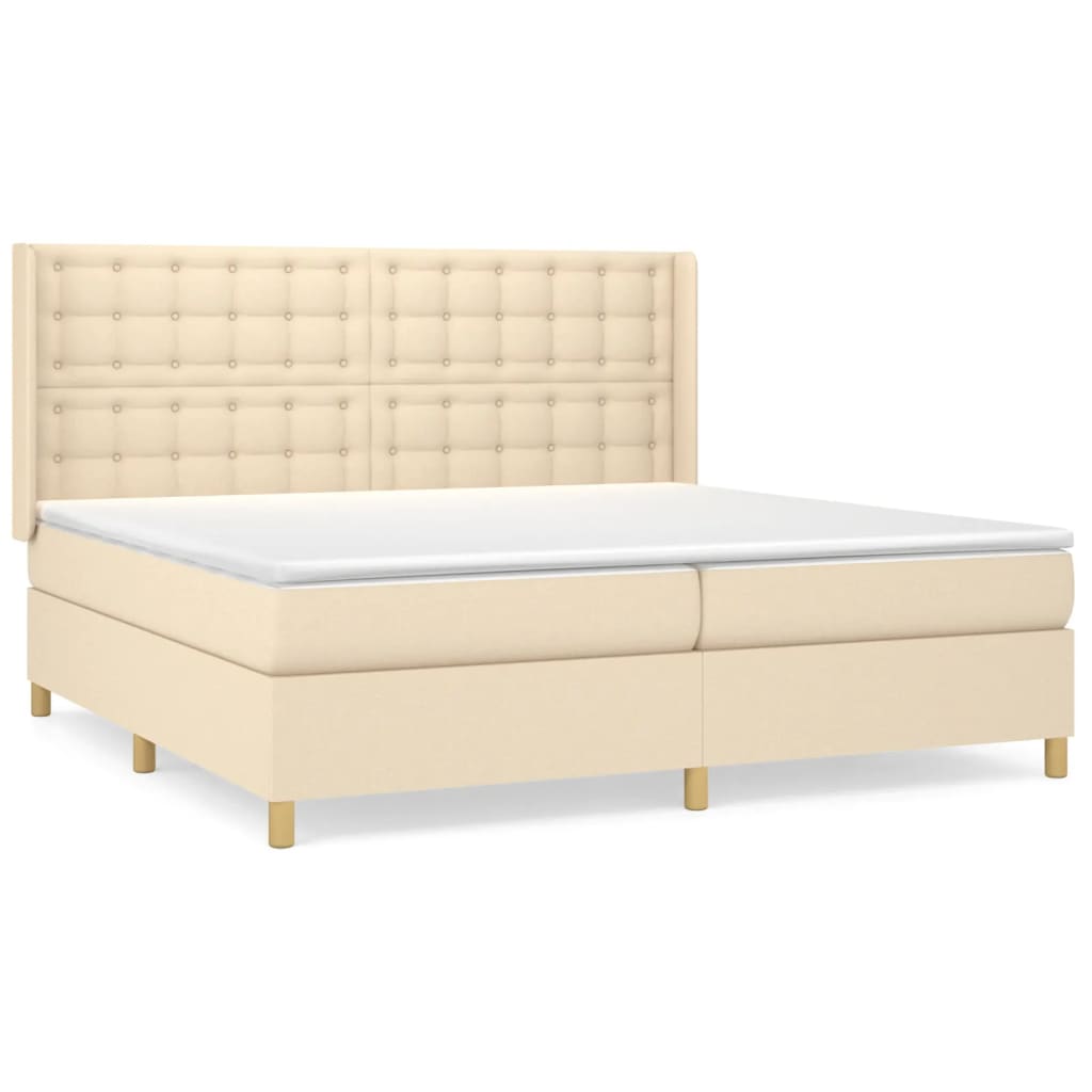 vidaXL Κρεβάτι Boxspring με Στρώμα Κρεμ 200x200 εκ. Υφασμάτινο