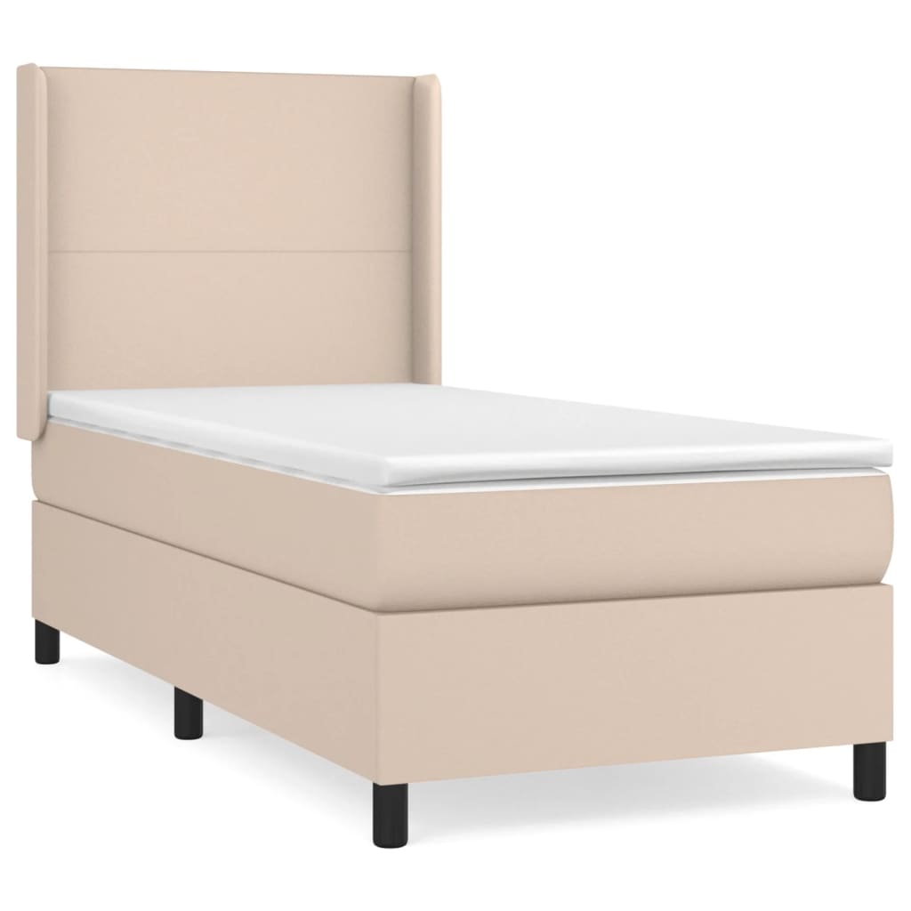 vidaXL Κρεβάτι Boxspring με Στρώμα Καπουτσίνο 100x200εκ.από Συνθ.Δέρμα