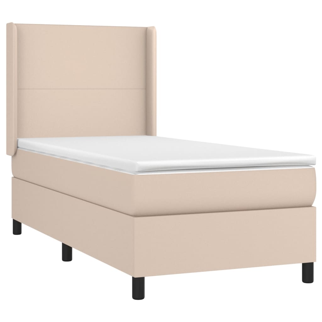 vidaXL Κρεβάτι Boxspring με Στρώμα Καπουτσίνο 100x200εκ.από Συνθ.Δέρμα