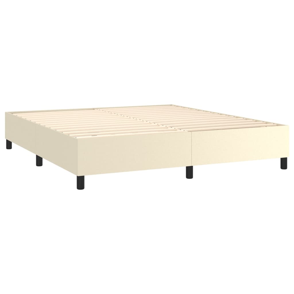 vidaXL Κρεβάτι Boxspring με Στρώμα Κρεμ 180x200 εκ. Συνθετικό Δέρμα