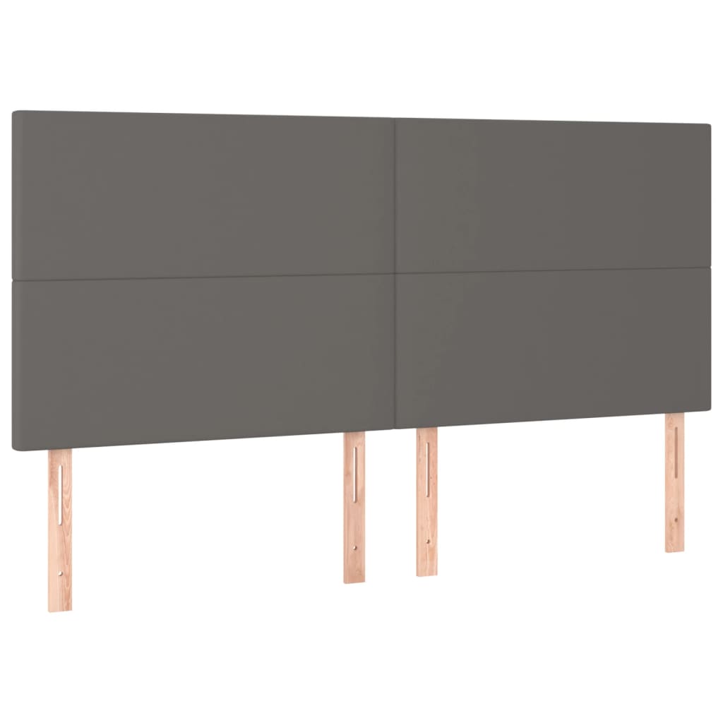 vidaXL Κρεβάτι Boxspring με Στρώμα Γκρι 180x200 εκ. Συνθετικό Δέρμα