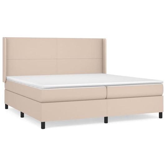 vidaXL Κρεβάτι Boxspring με Στρώμα Καπουτσίνο 200x200εκ.από Συνθ.Δέρμα
