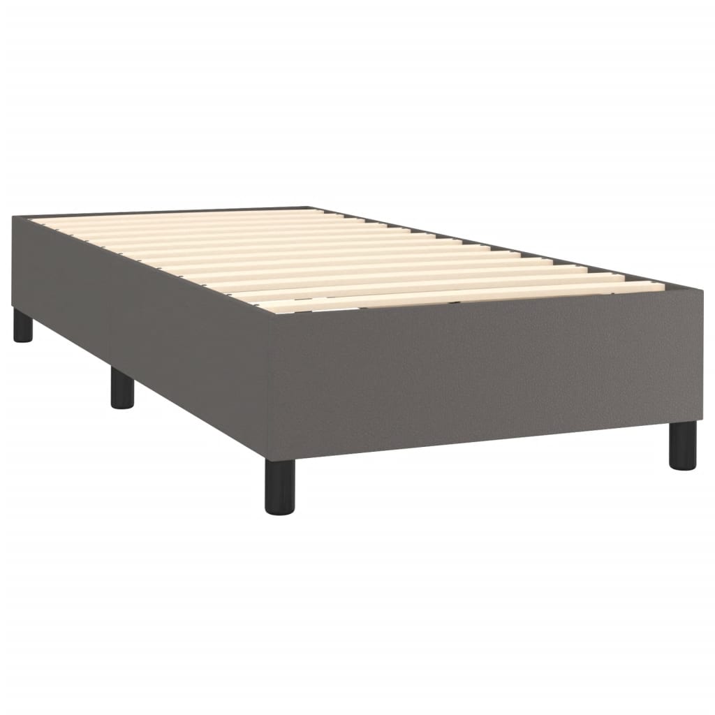 vidaXL Κρεβάτι Boxspring με Στρώμα Γκρι 100x200εκ. από Συνθετικό Δέρμα