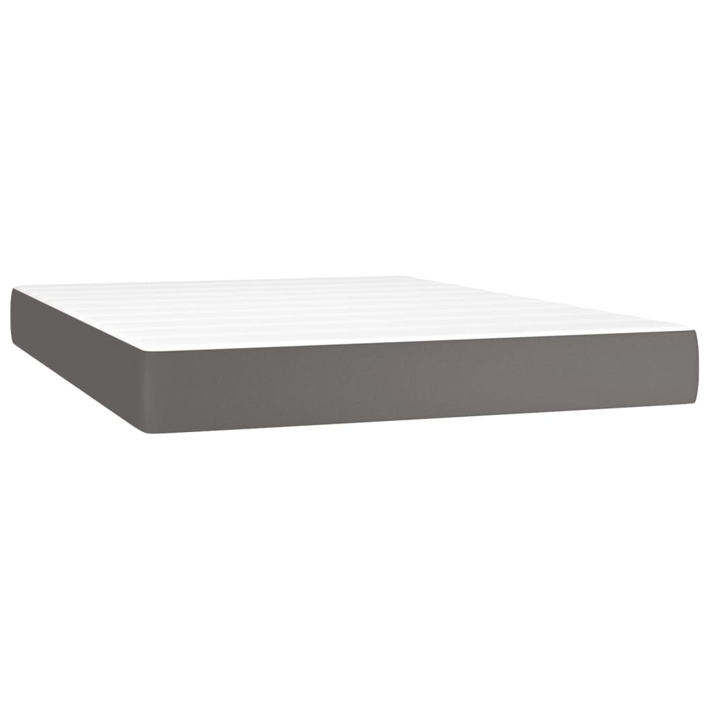 vidaXL Κρεβάτι Boxspring με Στρώμα Γκρι 140x200εκ. από Συνθετικό Δέρμα