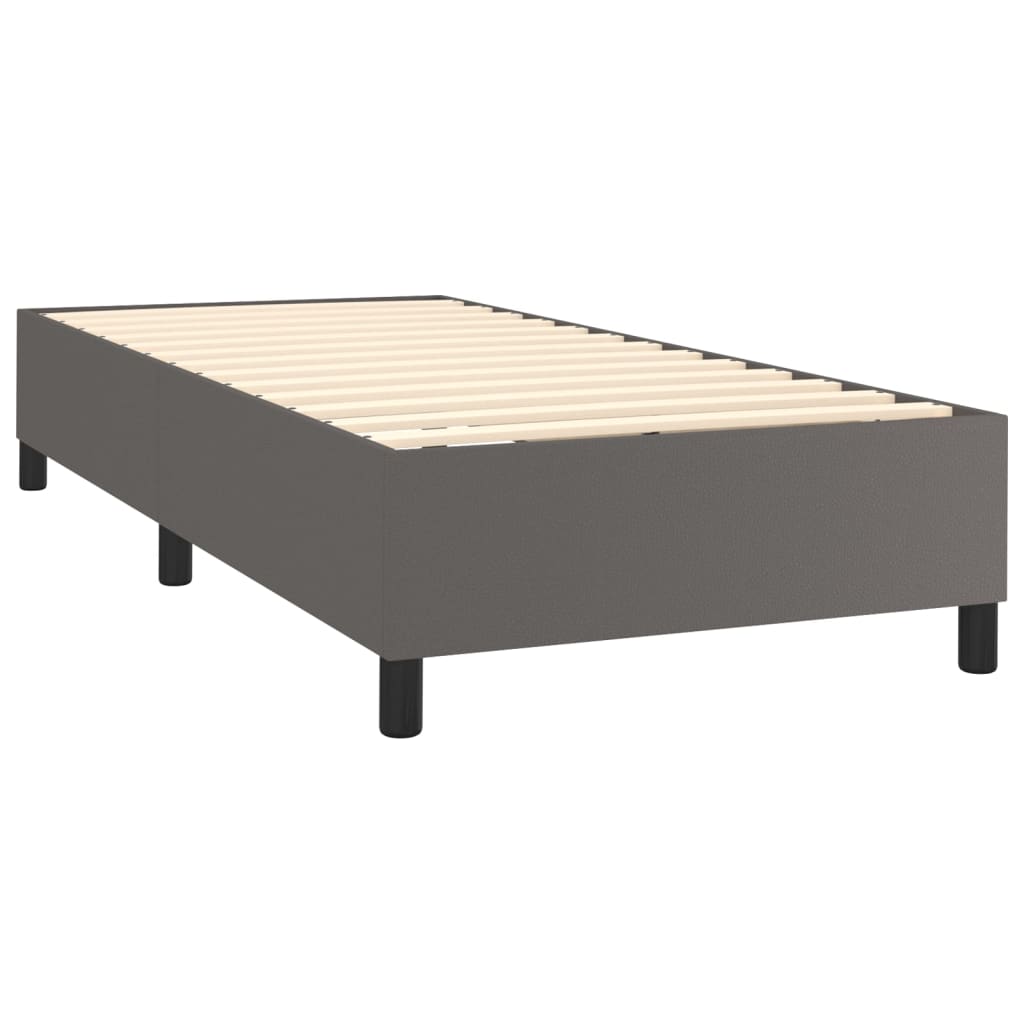 vidaXL Κρεβάτι Boxspring με Στρώμα Γκρι 100x200εκ. από Συνθετικό Δέρμα