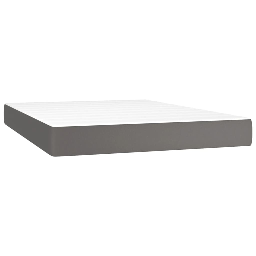 vidaXL Κρεβάτι Boxspring με Στρώμα Γκρι 140x200εκ. από Συνθετικό Δέρμα