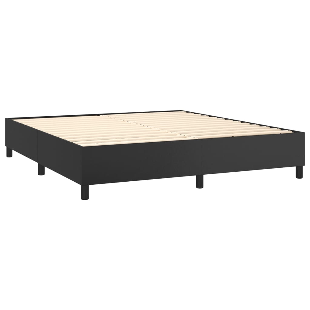 vidaXL Κρεβάτι Boxspring με Στρώμα Μαύρο 160x200εκ.από Συνθετικό Δέρμα