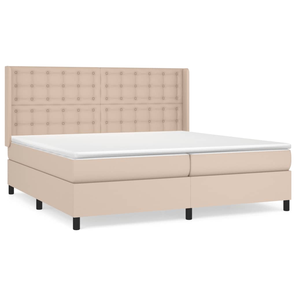 vidaXL Κρεβάτι Boxspring με Στρώμα Καπουτσίνο 200x200εκ.από Συνθ.Δέρμα